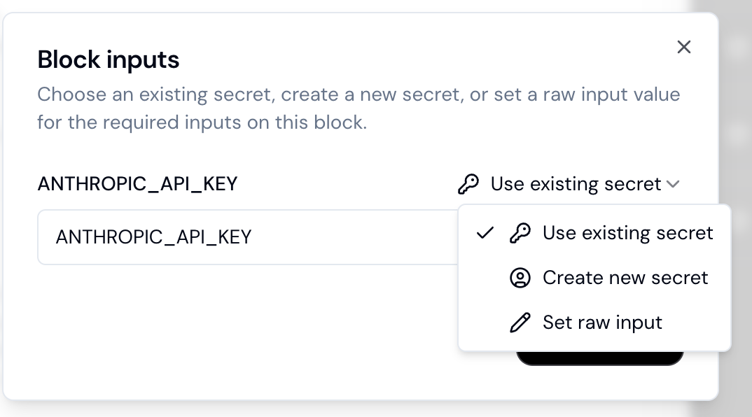 Block inputs